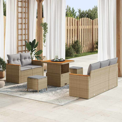 Set Divano da Giardino con cuscino Beige Poly Rattan