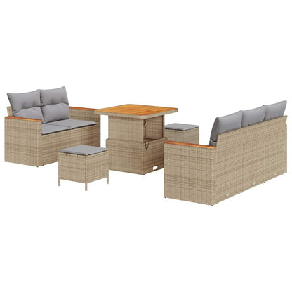 Set Divano da Giardino con cuscino Beige Poly Rattan
