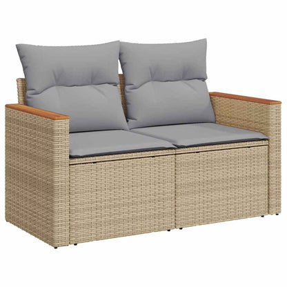 Set Divano da Giardino con cuscino Beige Poly Rattan