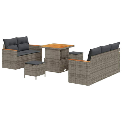 Set Divano da Giardino con cuscino 10 pcs Grigio polyrattan | homemem39