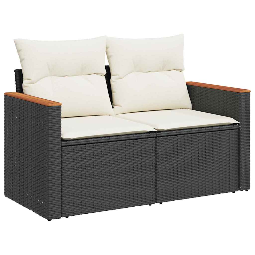 Set Divano da Giardino 10 pcs Nero e Crema polyrattan | homemem39