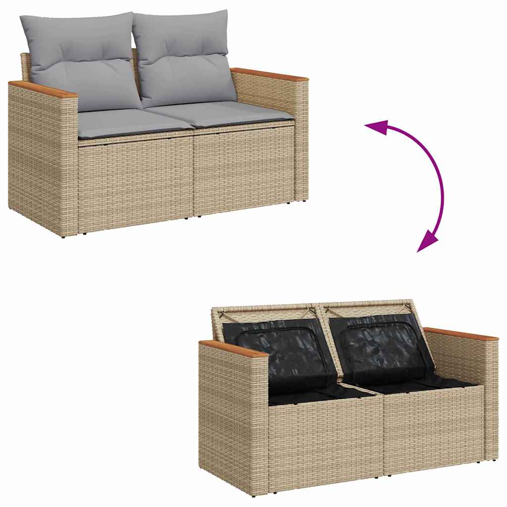 Set Divano da Giardino 10 pcs Beige e Grigio Chiaro polyrattan | homemem39