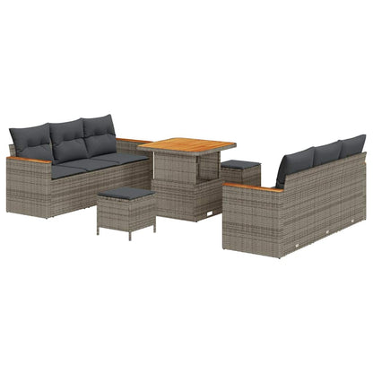 Set Divano da Giardino con cuscino 11 pcs Grigio polyrattan | homemem39