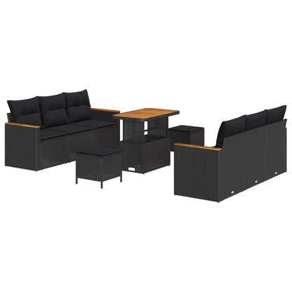 Set Divano da Giardino con cuscino 11 pcs Nero polyrattan | homemem39