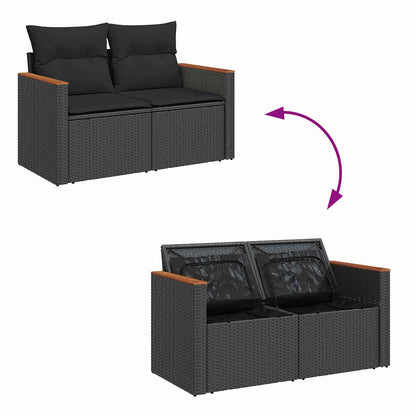 Set Divano da Giardino con cuscino 11 pcs Nero polyrattan | homemem39
