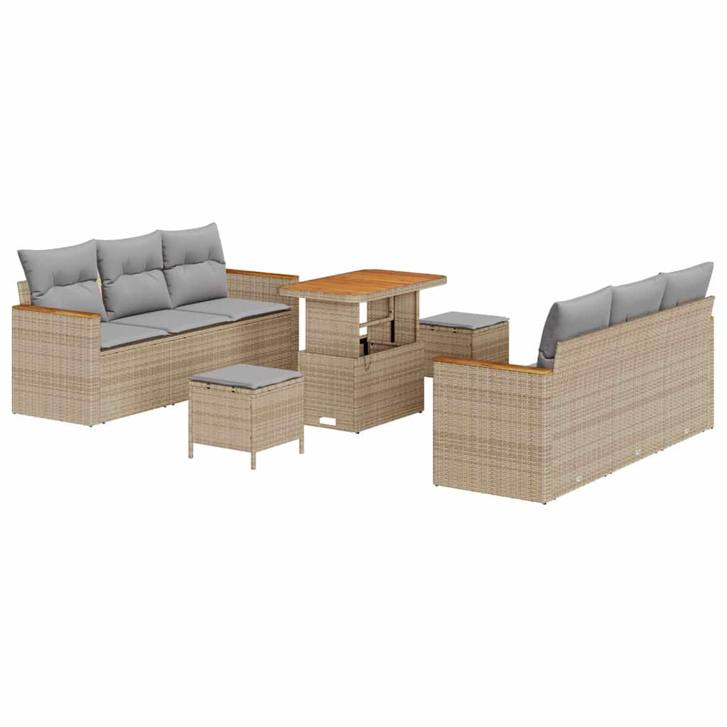 Set Divano da Giardino 11 pcs Beige e Grigio Chiaro polyrattan | homemem39