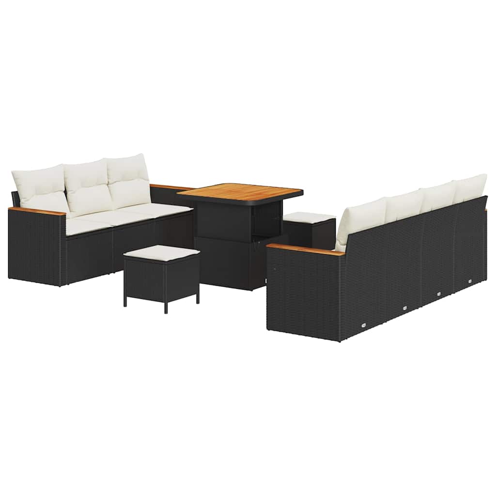 Set Divano da Giardino 14 pcs Nero e Crema polyrattan | homemem39