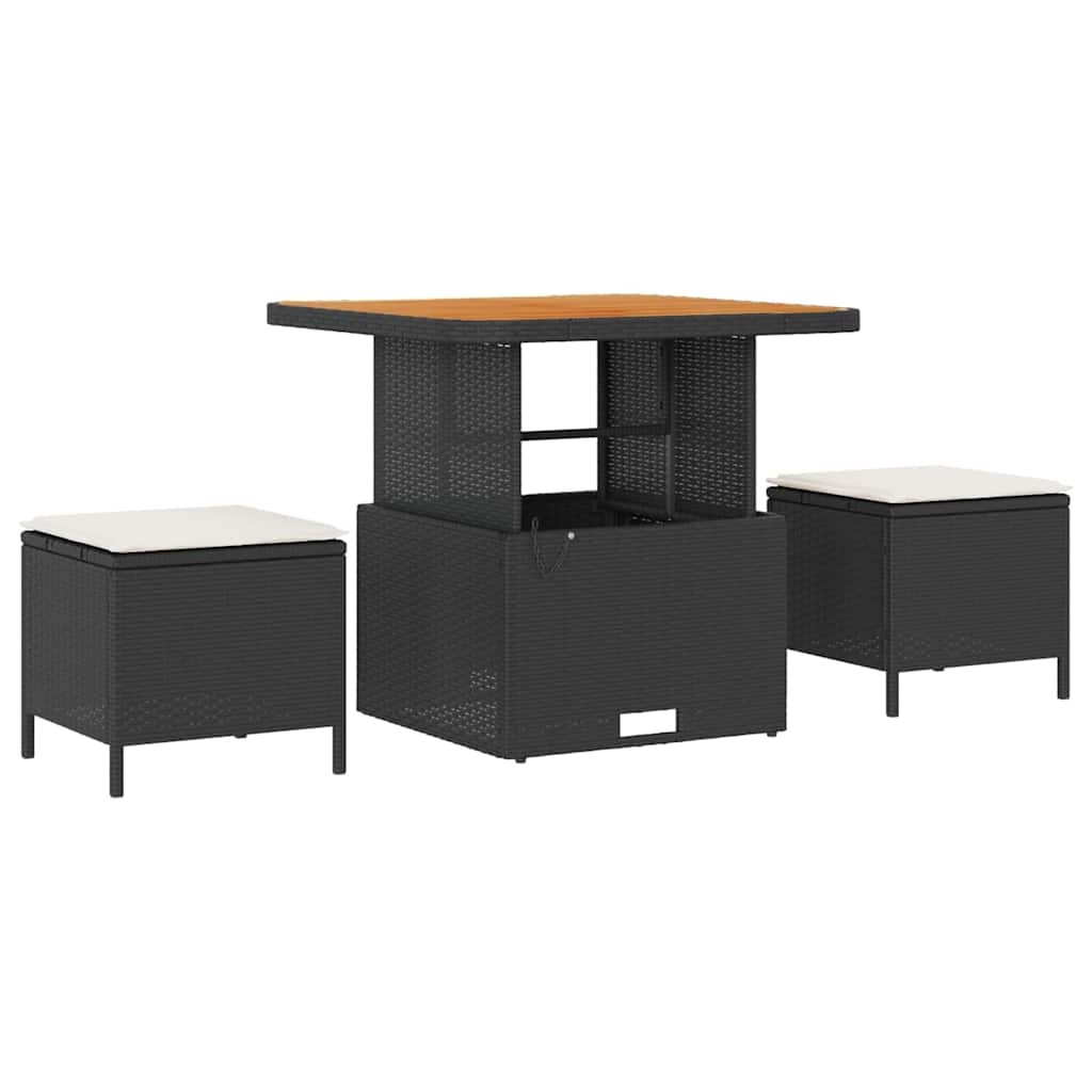 Set Divano da Giardino 14 pcs Nero e Crema polyrattan | homemem39