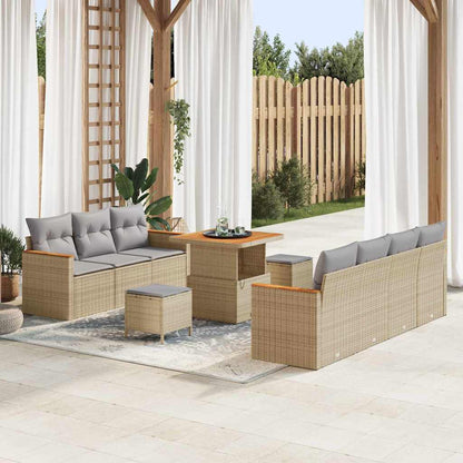 Set Divano da Giardino 14 pcs Beige e Grigio Chiaro polyrattan | homemem39