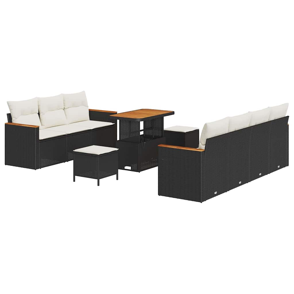 Set Divano da Giardino 14 pcs Nero e Crema polyrattan | homemem39