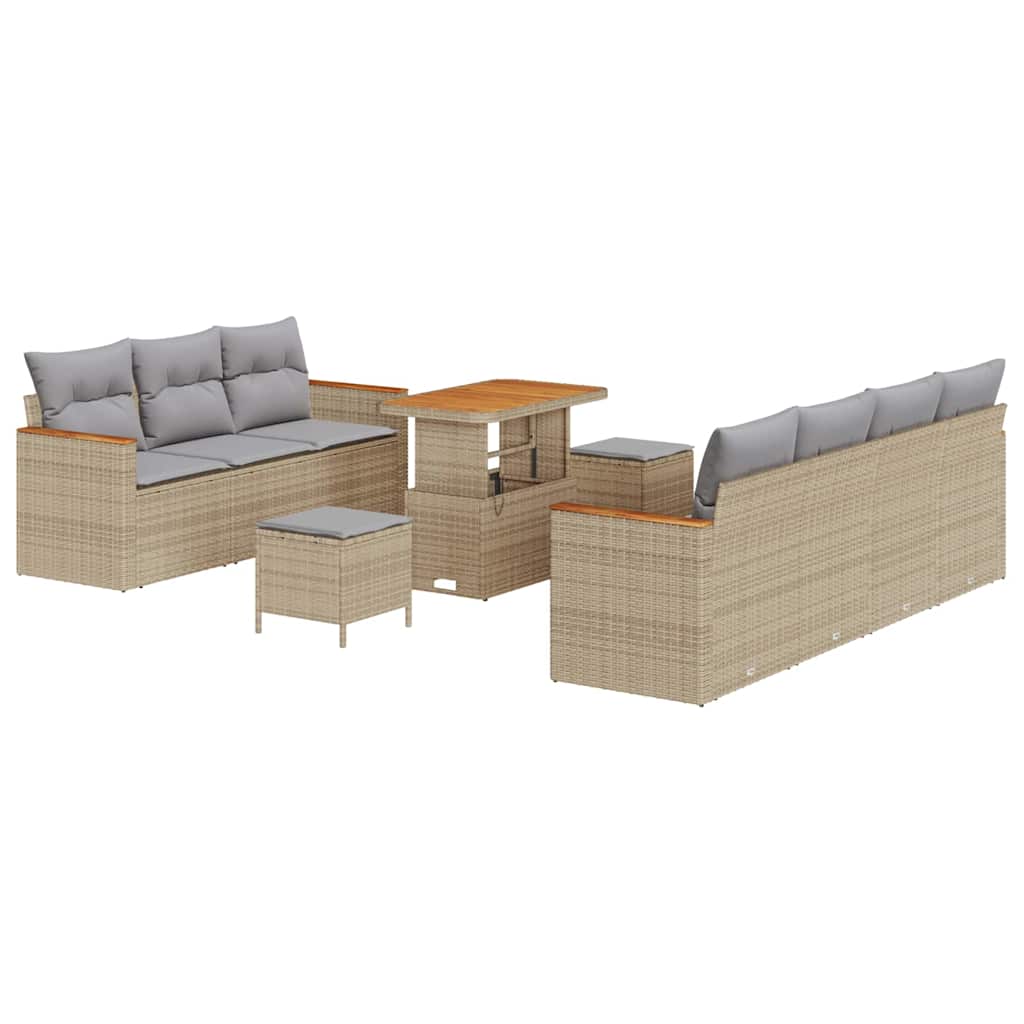 Set Divano da Giardino 14 pcs Beige e Grigio Chiaro polyrattan | homemem39