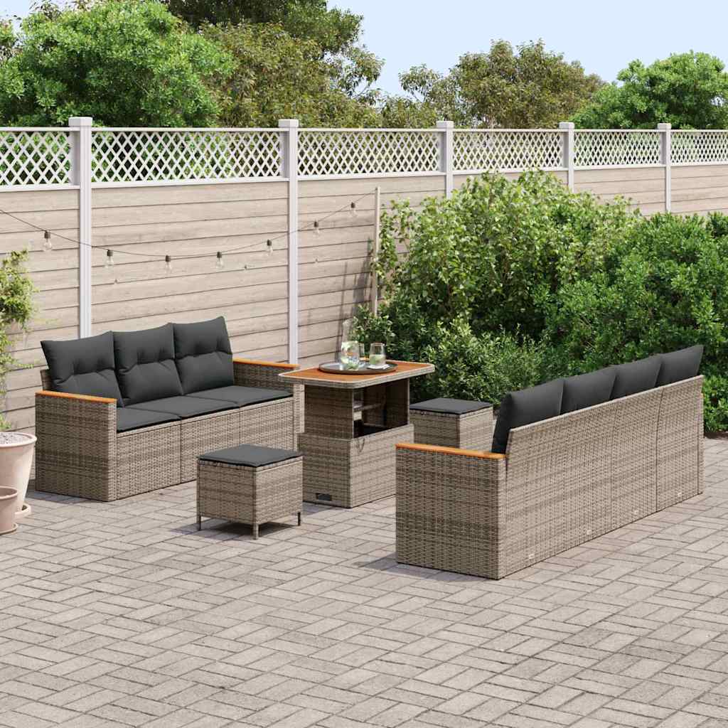 Set Divano da Giardino con cuscino 14 pcs Grigio polyrattan | homemem39