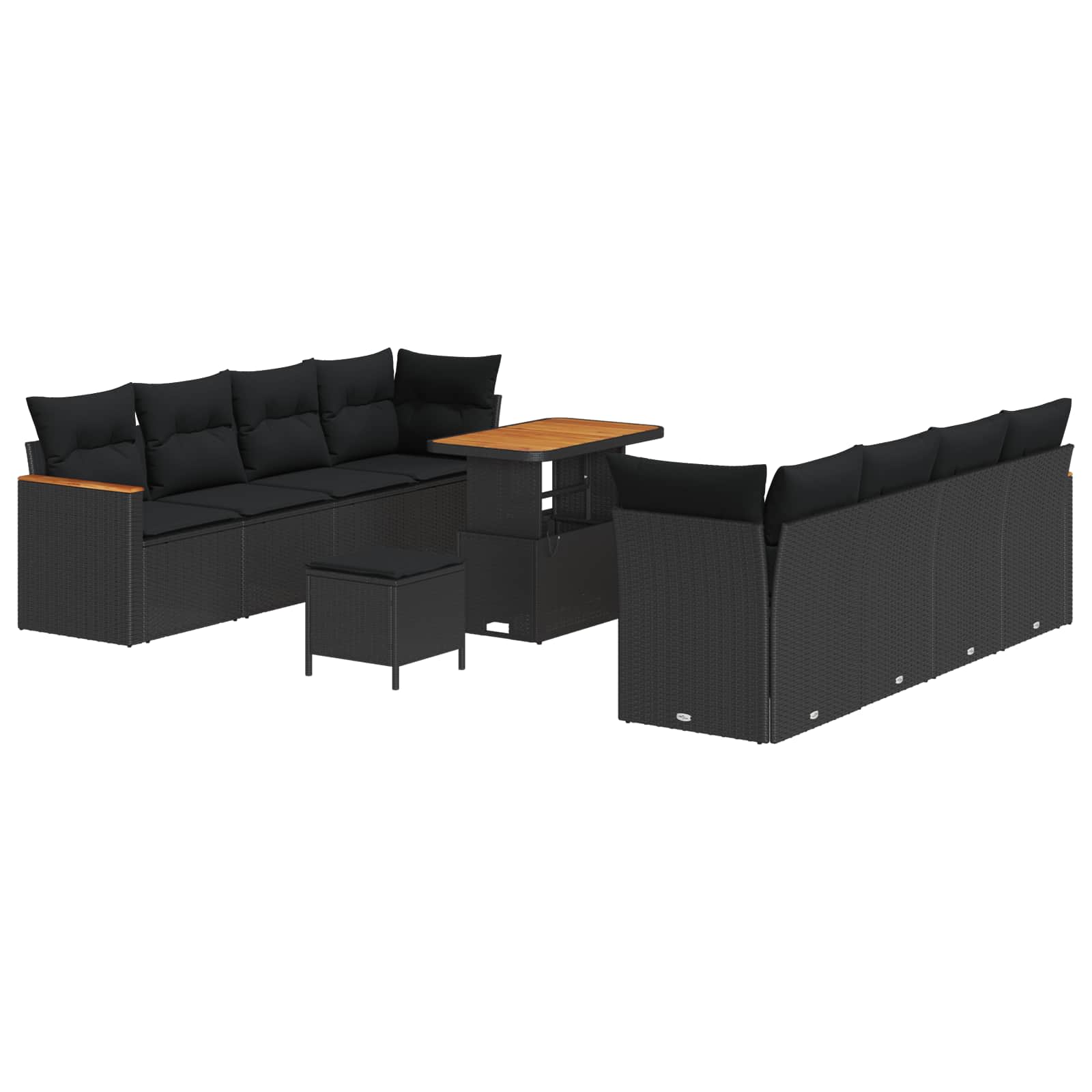 Set Divano da Giardino con cuscino 12 pcs Nero polyrattan | homemem39