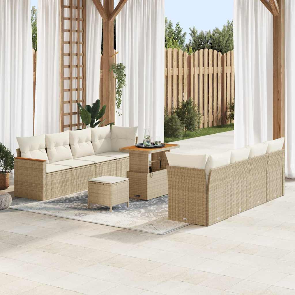 Set Divano da Giardino con cuscino 12 pcs Beige polyrattan | homemem39
