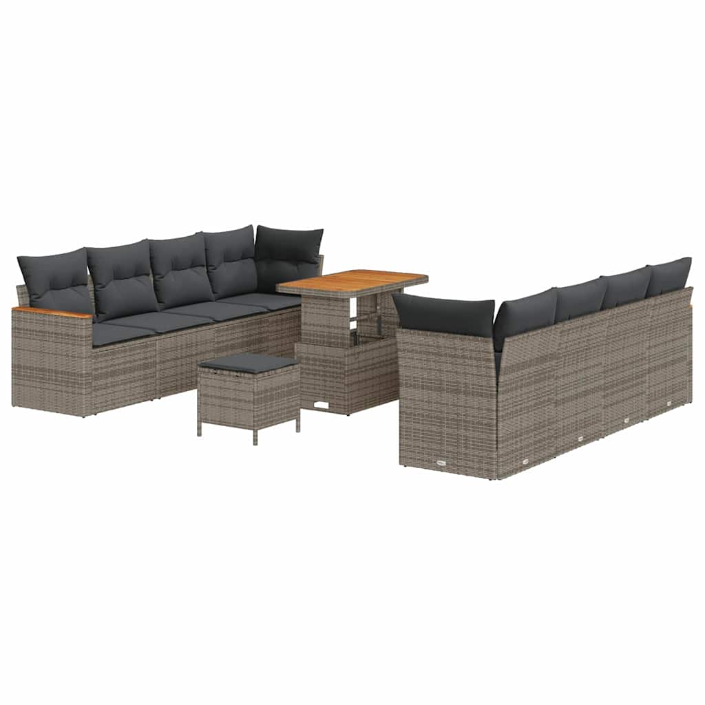 Set Divano da Giardino con cuscino 12 pcs Grigio polyrattan | homemem39