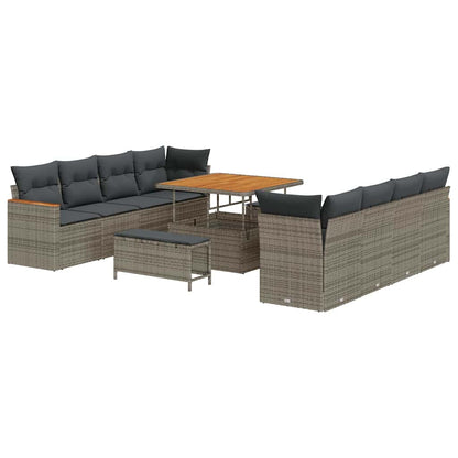 Set Divano da Giardino con cuscino 12 pcs Grigio polyrattan | homemem39