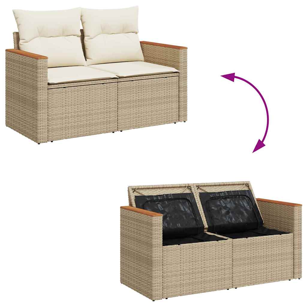 Set Divano da Giardino con cuscino 10 pcs Beige Poly Rattan | homemem39