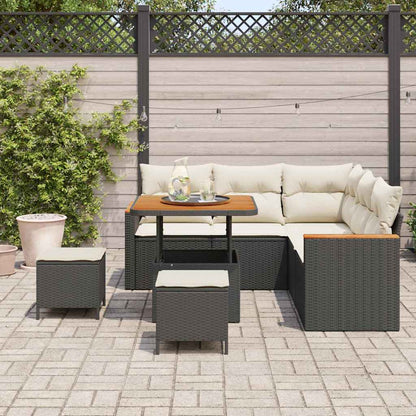 Set Divano da Giardino con cuscino 8 pcs Nero Poly Rattan | homemem39