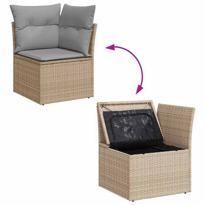 Set Divano da Giardino 8 pz 5-Numero di posti Beige Poly Rattan | homemem39