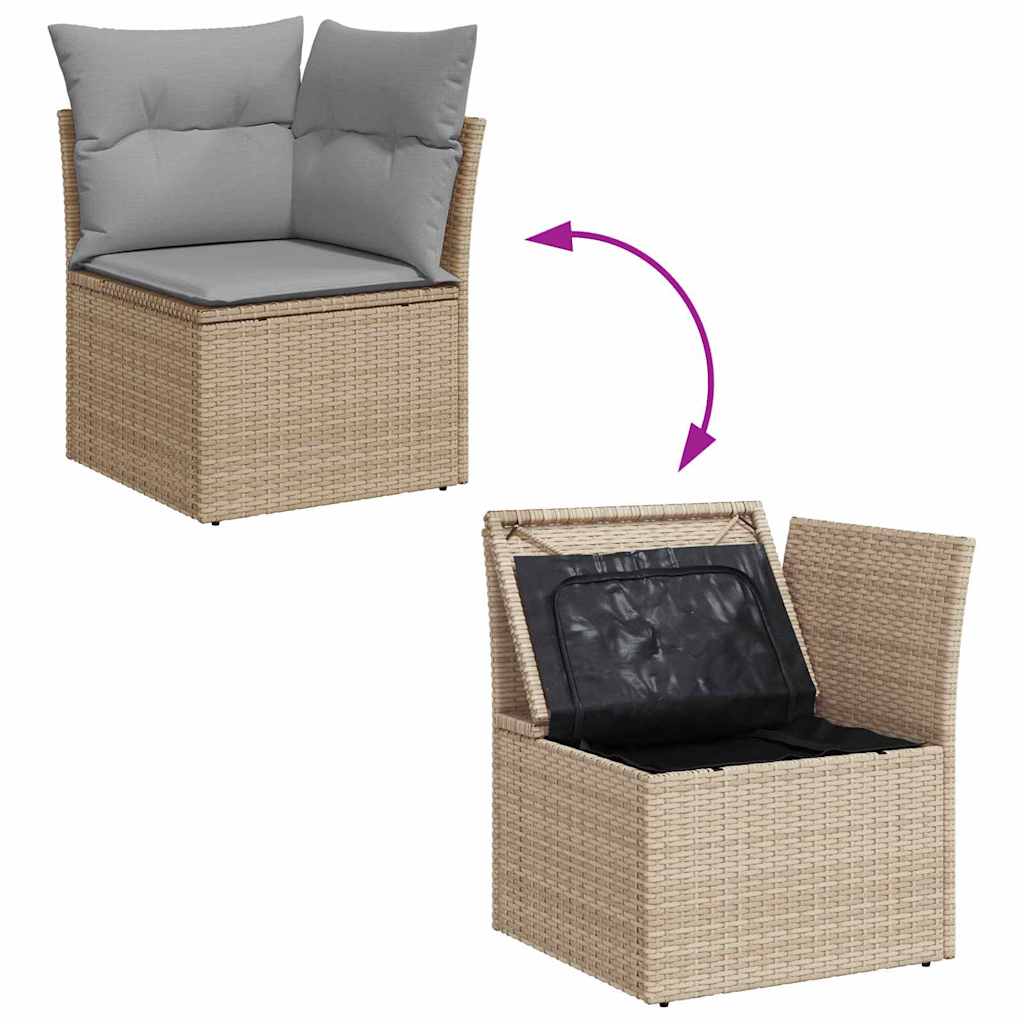 Set Divano da Giardino 8 pz 5-Numero di posti Beige Poly Rattan | homemem39