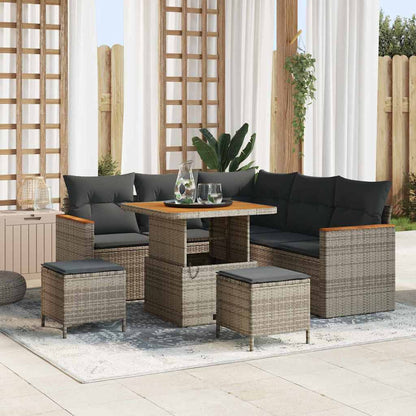 Set Divano da Giardino con cuscino 8 pcs Grigio Poly Rattan | homemem39