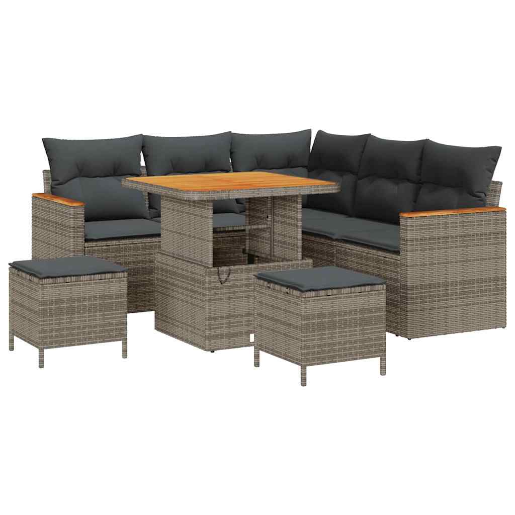 Set Divano da Giardino con cuscino 8 pcs Grigio Poly Rattan | homemem39