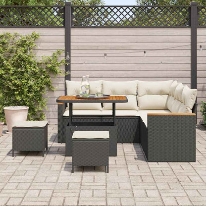 Set Divano da Giardino con cuscino 8 pcs Nero Poly Rattan | homemem39