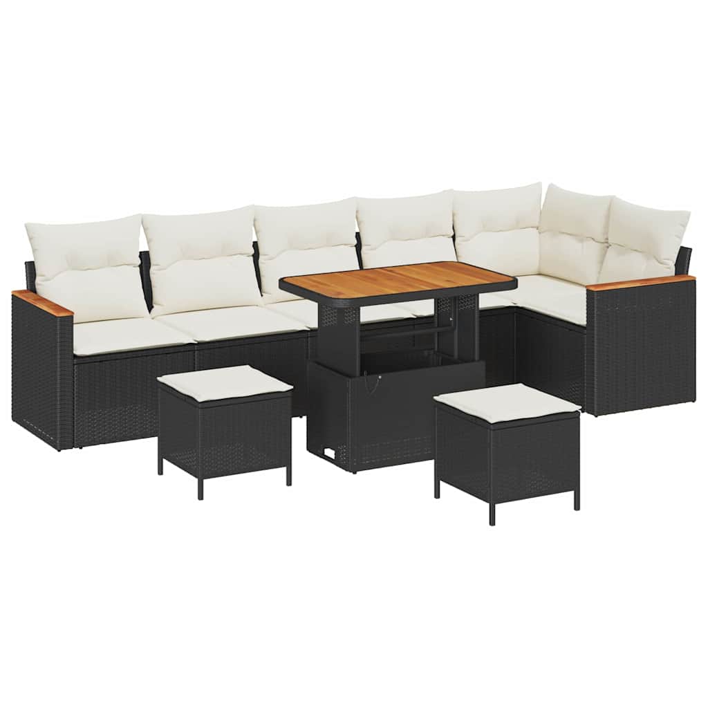 Set Divano da Giardino con cuscino Nero Poly Rattan | homemem39