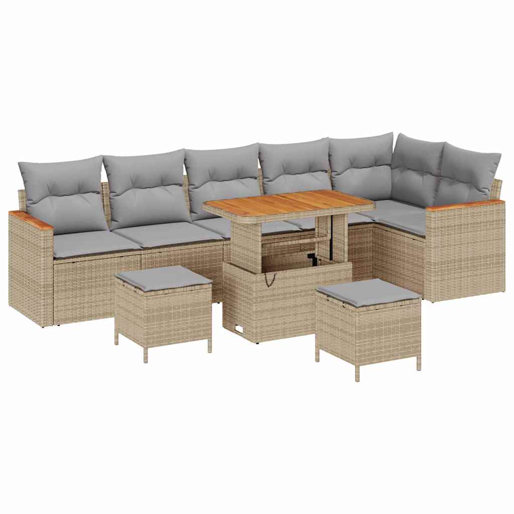 Set Divano da Giardino con cuscino Beige Poly Rattan