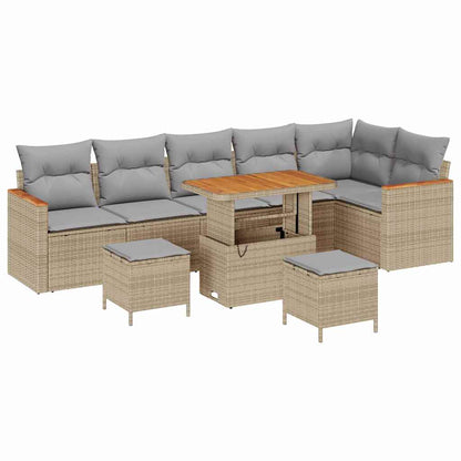 Set Divano da Giardino con cuscino Beige Poly Rattan