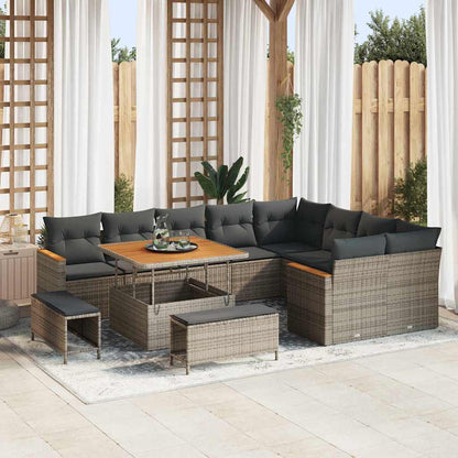Set Divano da Giardino 12 pcs Grigio Rattan in Polipropilene | homemem39