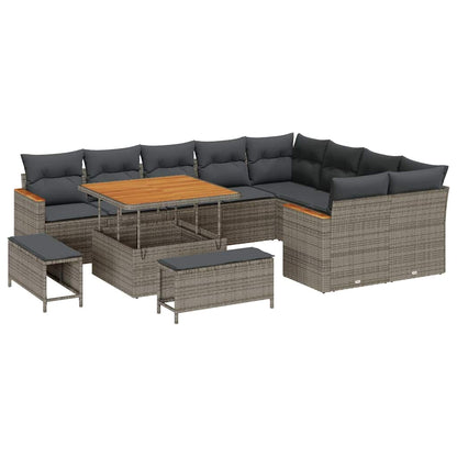 Set Divano da Giardino 12 pcs Grigio Rattan in Polipropilene | homemem39