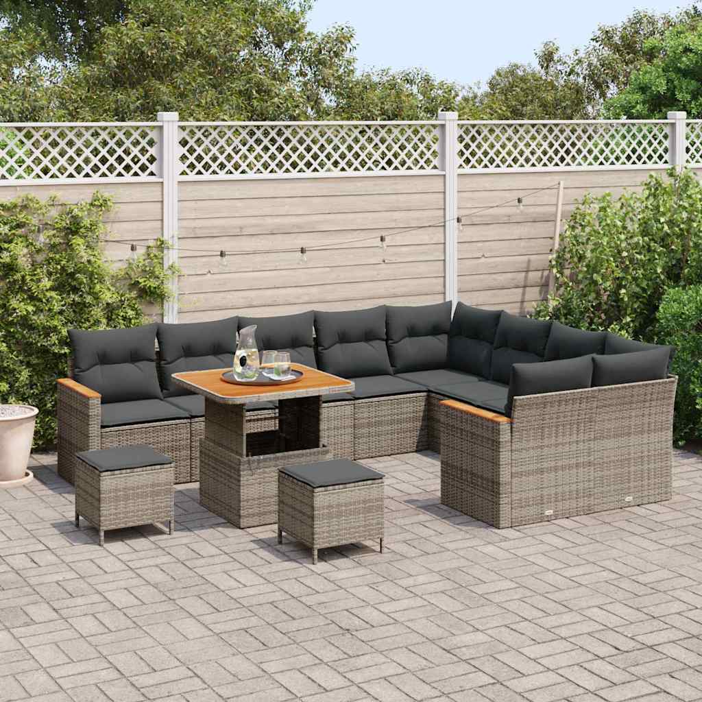 Set Divano da Giardino 12 pcs Grigio Rattan in Polipropilene | homemem39