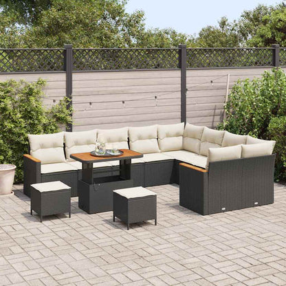 Set Divano da Giardino 12 pcs Nero Rattan in Polipropilene | homemem39