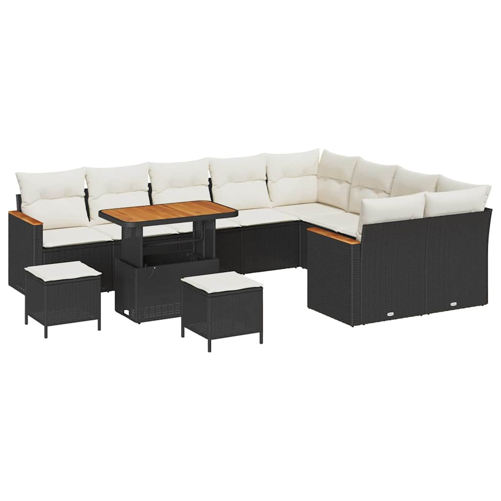 Set Divano da Giardino 12 pcs Nero Rattan in Polipropilene | homemem39