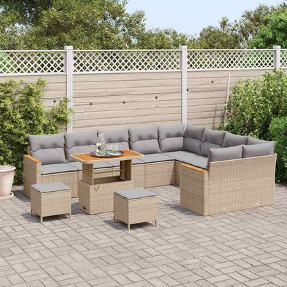 Set Divano da Giardino 12 pcs Beige Rattan in Polipropilene | homemem39