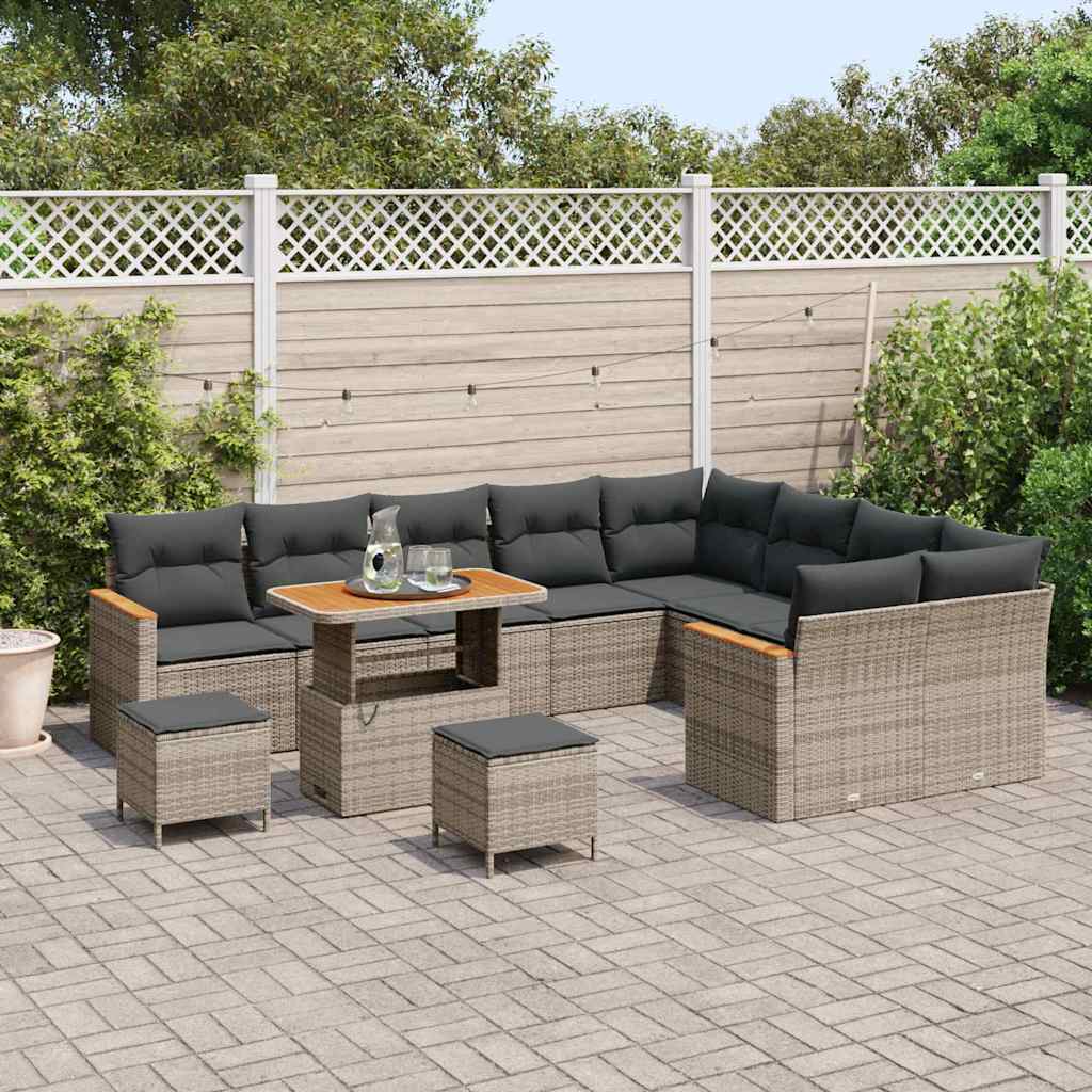 Set Divano da Giardino 12 pcs Grigio Rattan in Polipropilene | homemem39