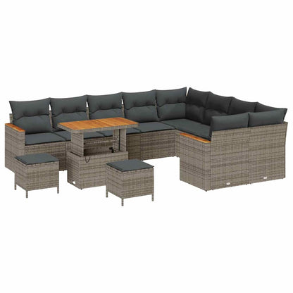 Set Divano da Giardino 12 pcs Grigio Rattan in Polipropilene | homemem39