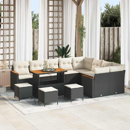 Set Divano da Giardino 13 pcs Nero Rattan in Polipropilene | homemem39