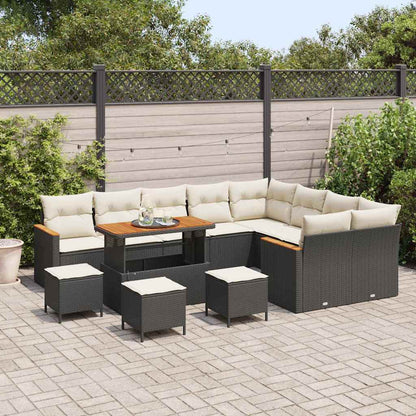 Set Divano da Giardino 13 pcs Nero Rattan in Polipropilene | homemem39