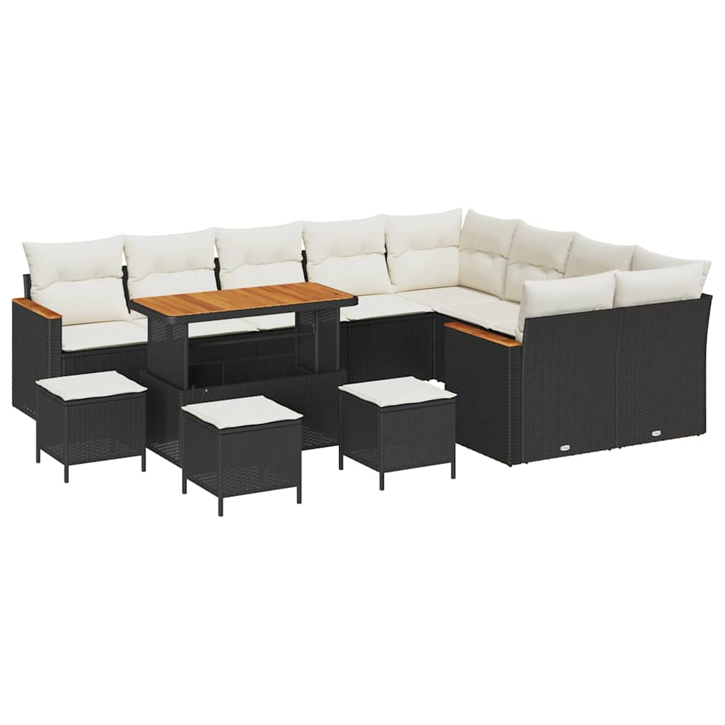 Set Divano da Giardino 13 pcs Nero Rattan in Polipropilene | homemem39