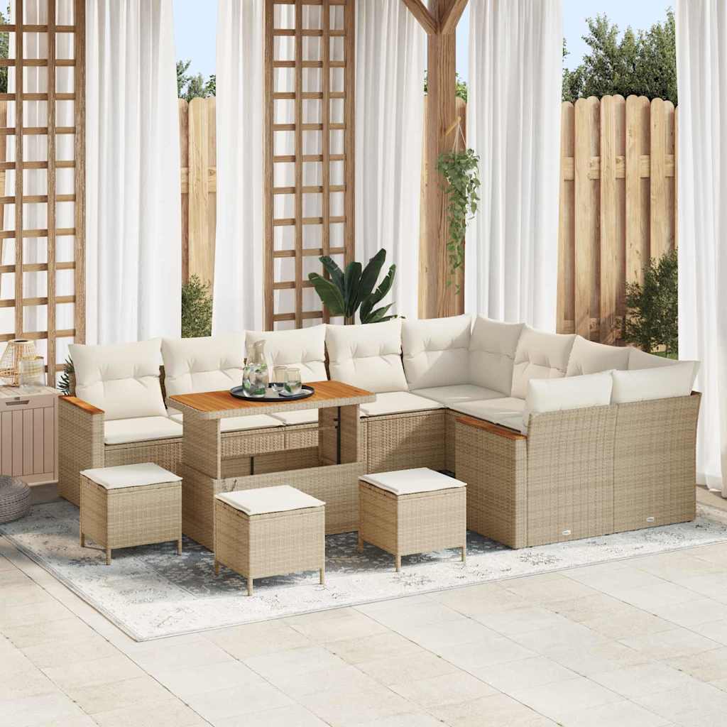 Set Divano da Giardino 13 pz 9-Numero di posti Beige | homemem39