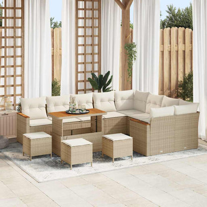 Set Divano da Giardino 13 pz 9-Numero di posti Beige | homemem39