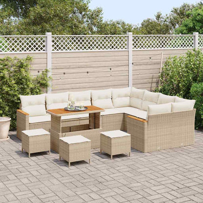 Set Divano da Giardino 13 pz 9-Numero di posti Beige | homemem39