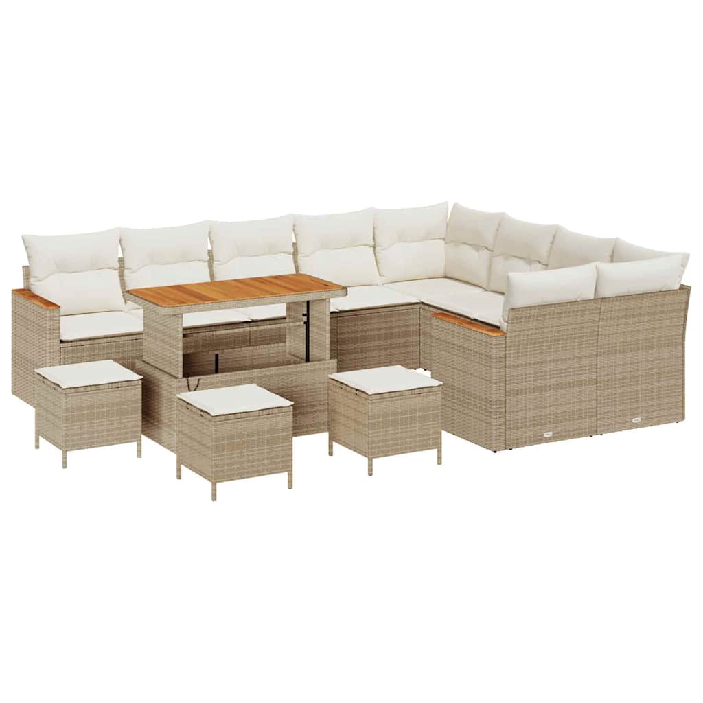 Set Divano da Giardino 13 pz 9-Numero di posti Beige | homemem39