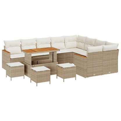 Set Divano da Giardino 13 pz 9-Numero di posti Beige | homemem39