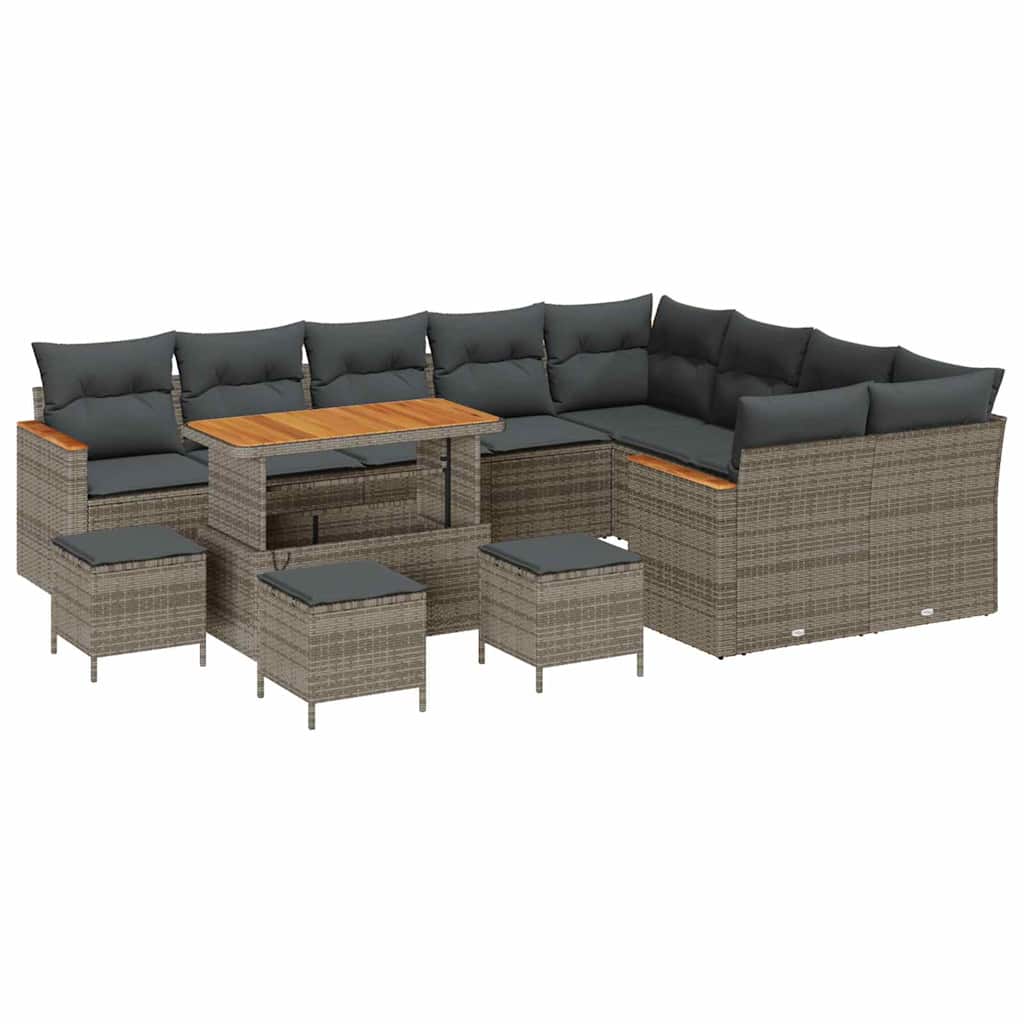 Set Divano da Giardino 13 pcs Grigio Rattan in Polipropilene | homemem39