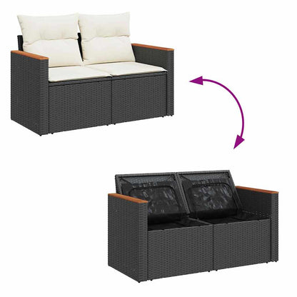 Set Divano da Giardino con cuscino 13 pcs Nero polyrattan | homemem39