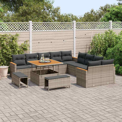 Set Divano da Giardino con cuscino 13 pcs Grigio polyrattan | homemem39