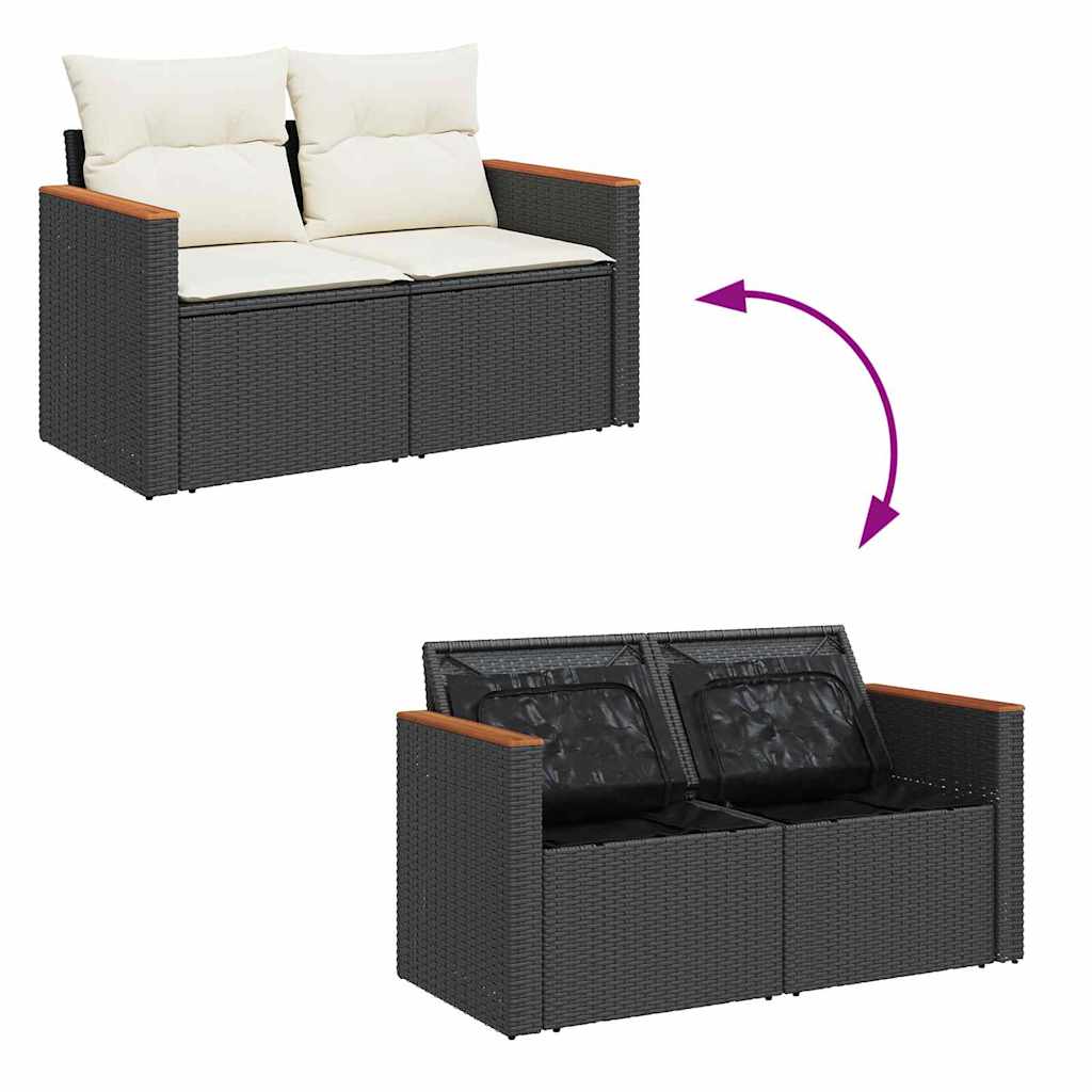 Set Divano da Giardino con cuscino 13 pcs Nero polyrattan | homemem39